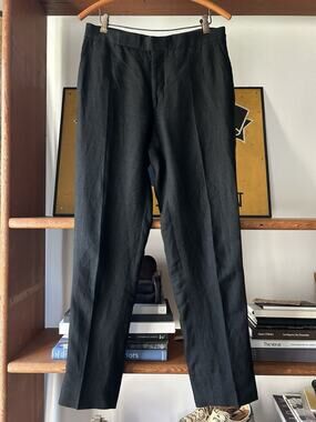 Men’s Ralph Lauren Purple Label Black Linen Pants 31x29 Waist Adjusters Tailored